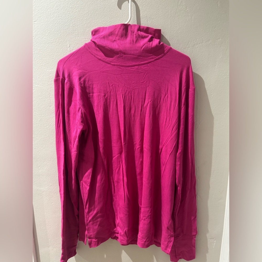 Grace And Emma Hot Pink Fuchsia Mock Neck Long Sleeve Top 2xl Xxl